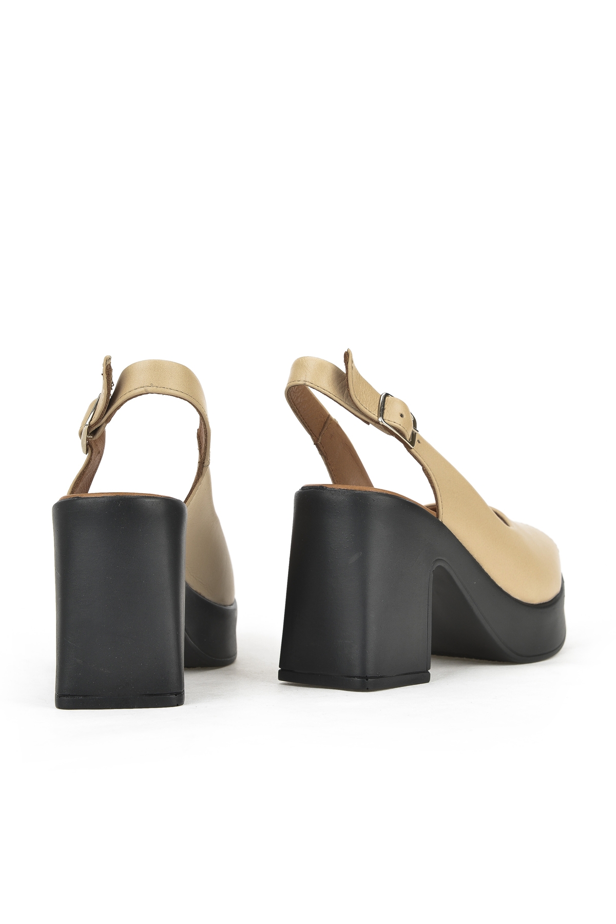 Kadın Hakiki Deri Topuklu Sandalet 141992Z28003 Bej - Görsel 4