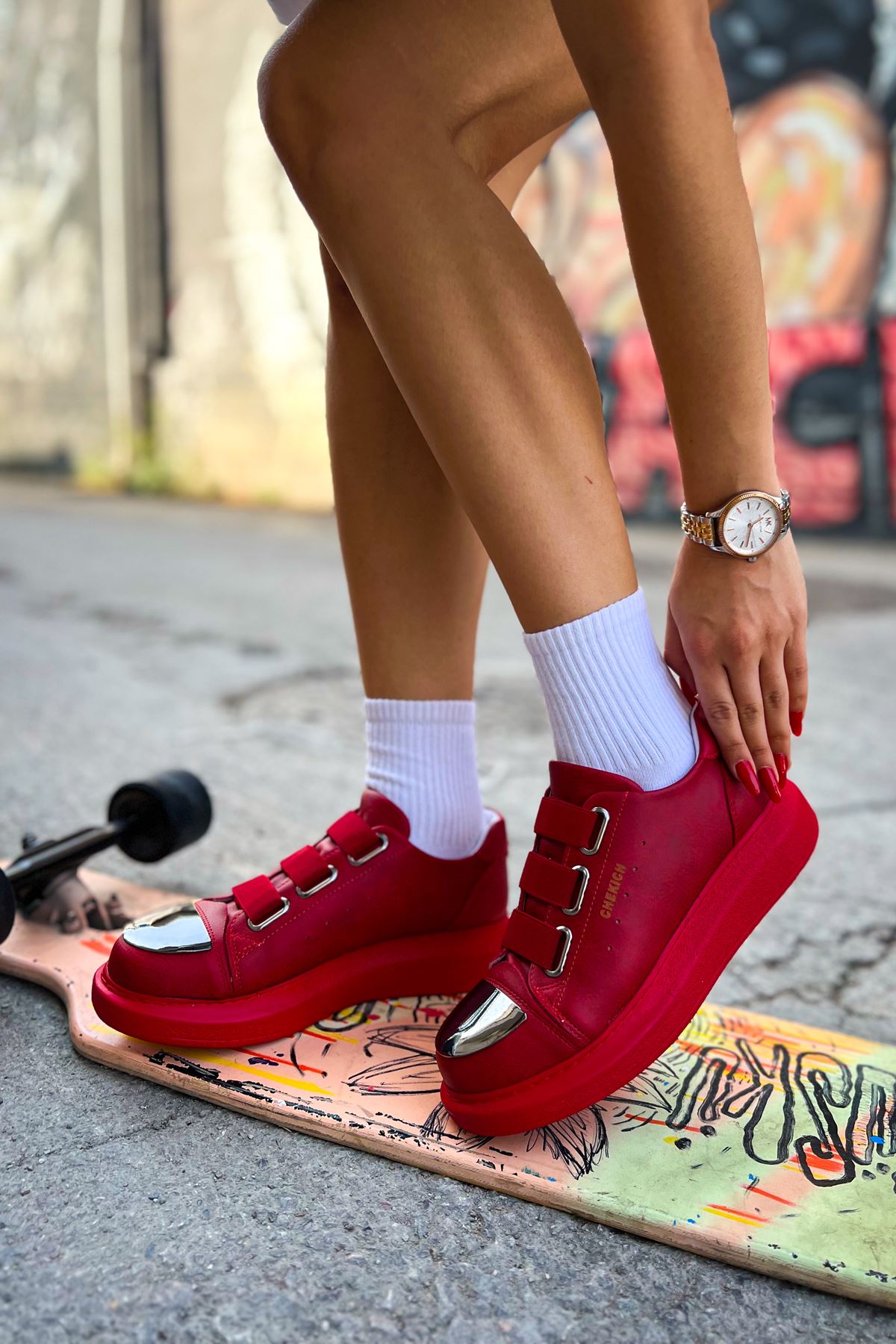 CH251 CRT Mirror Kadın Ayakkabı KIRMIZI - Görsel 4