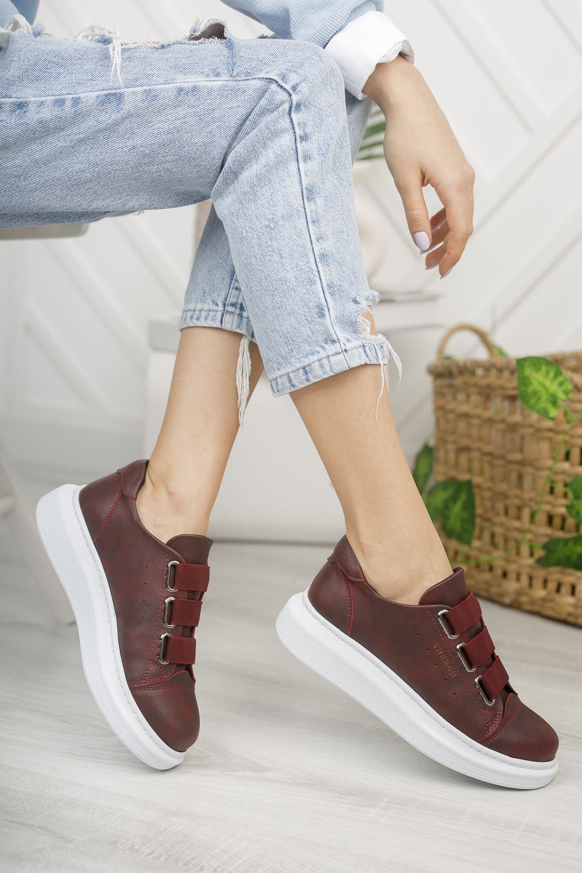 CH253 CBT Mirror Non Kadın Ayakkabı BORDO - Görsel 4