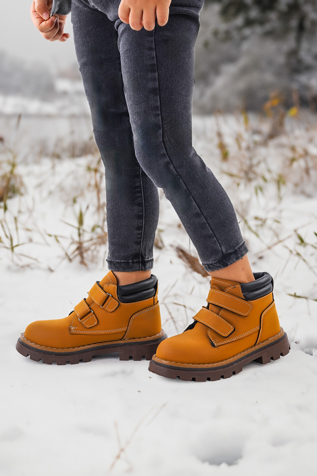 Kiko Kids Azka Cırtlı Erkek Çocuk Bot Ayakkabı Taba - Siyah - Görsel 3