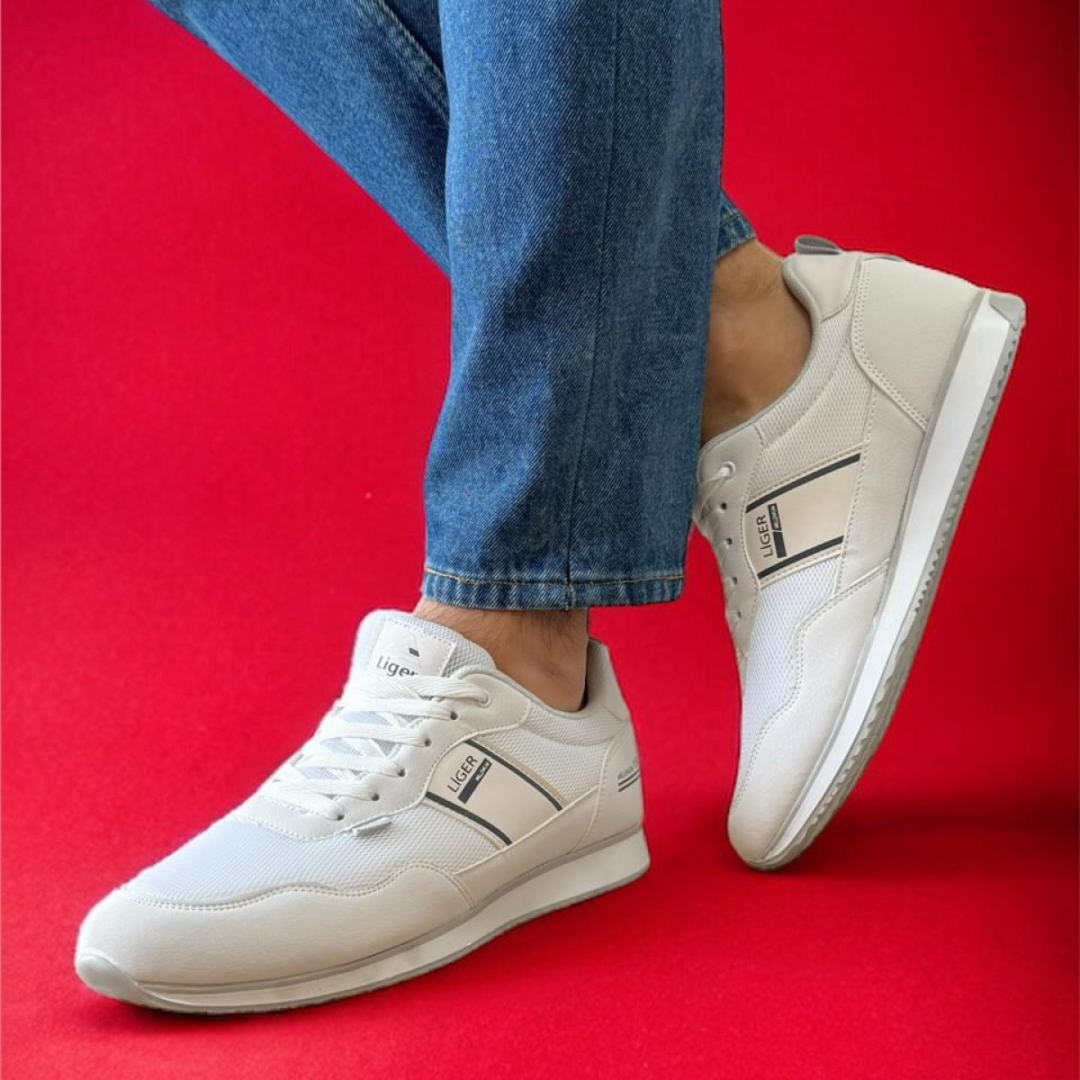 Erkek Günlük Sneaker Spor Ayakkabı BEYAZ - Görsel 9