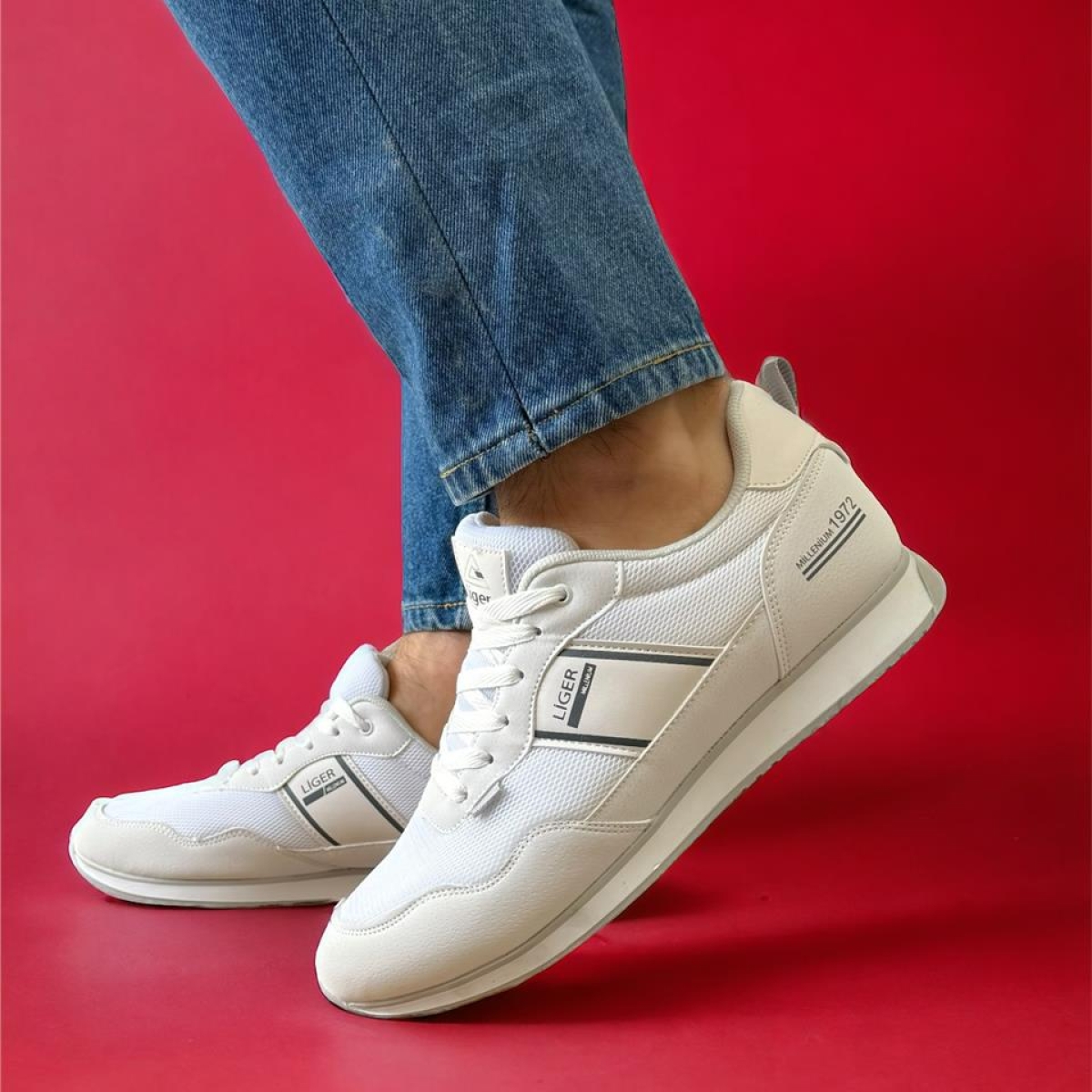 Erkek Günlük Sneaker Spor Ayakkabı BEYAZ - Görsel 10