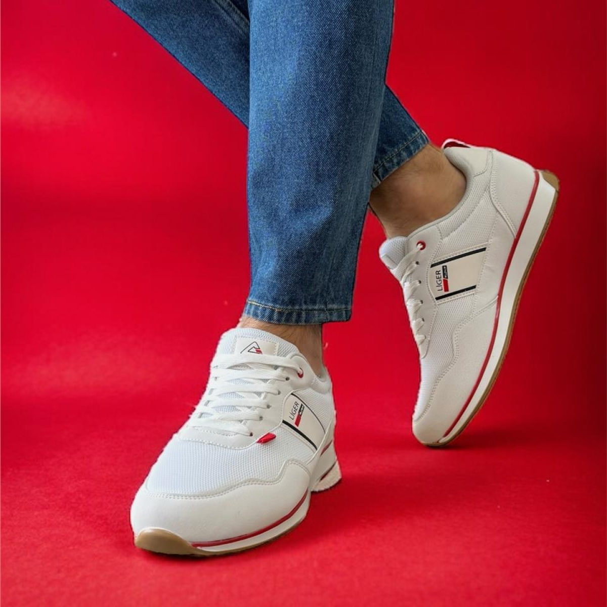 Erkek Günlük Sneaker Spor Ayakkabı BEYAZ - KIRMIZI - Görsel 8