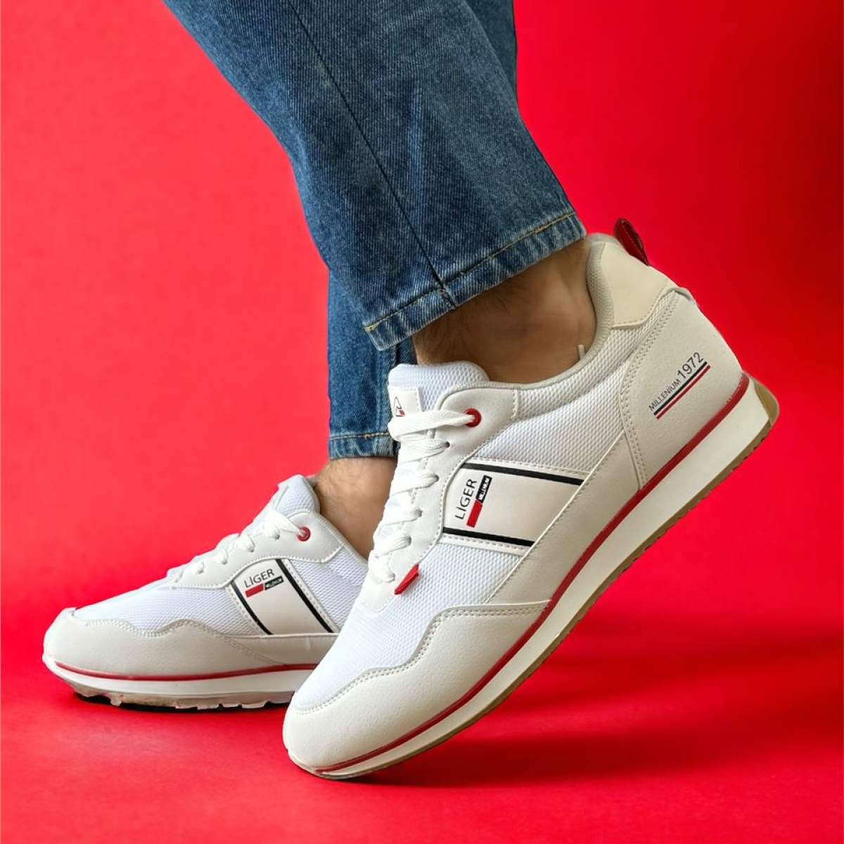 Erkek Günlük Sneaker Spor Ayakkabı BEYAZ - KIRMIZI - Görsel 9