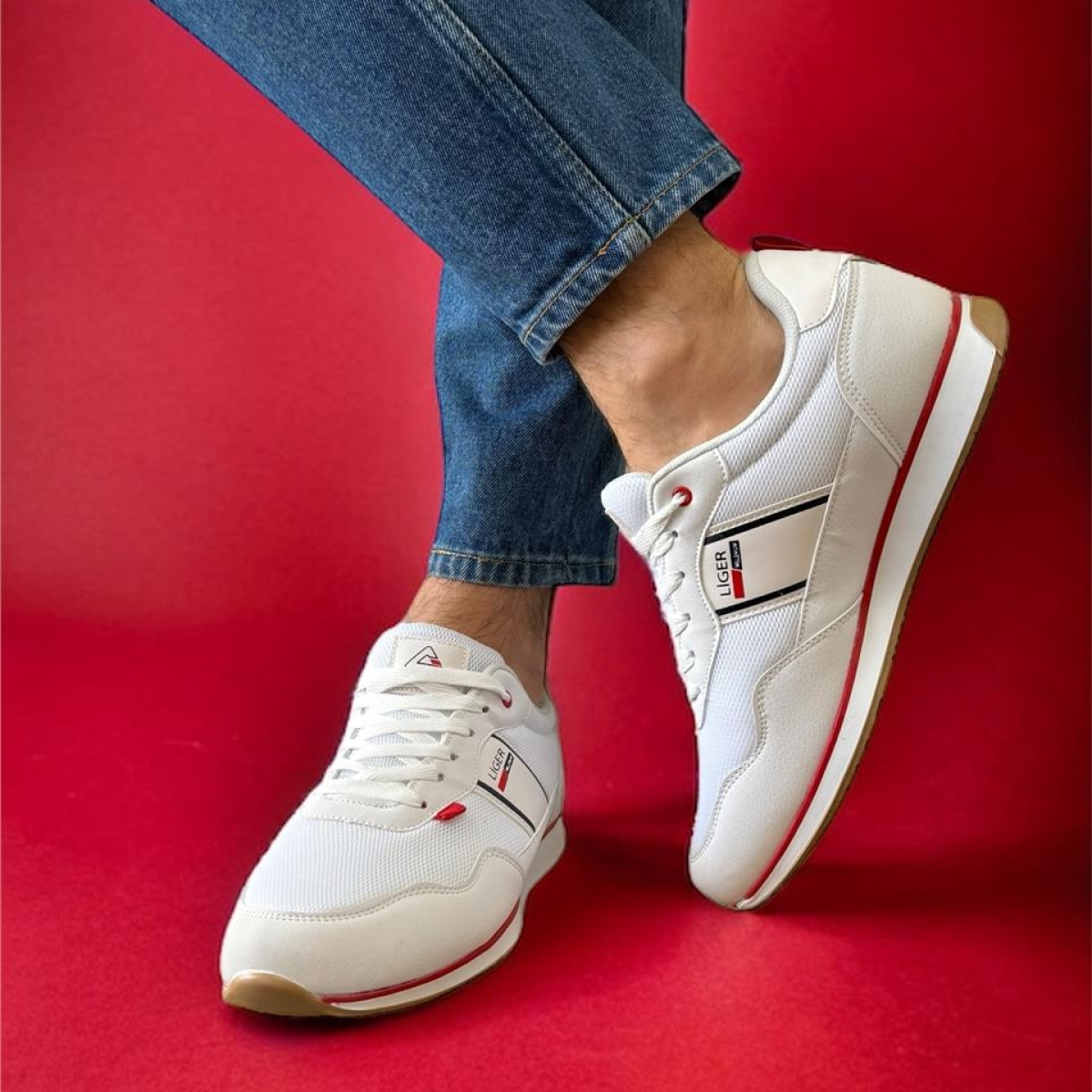 Erkek Günlük Sneaker Spor Ayakkabı BEYAZ - KIRMIZI - Görsel 10