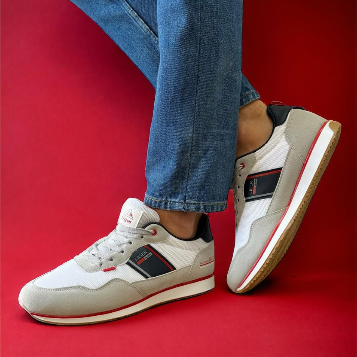 Erkek Günlük Sneaker Spor Ayakkabı BEYAZ - LACİVERT - Görsel 9