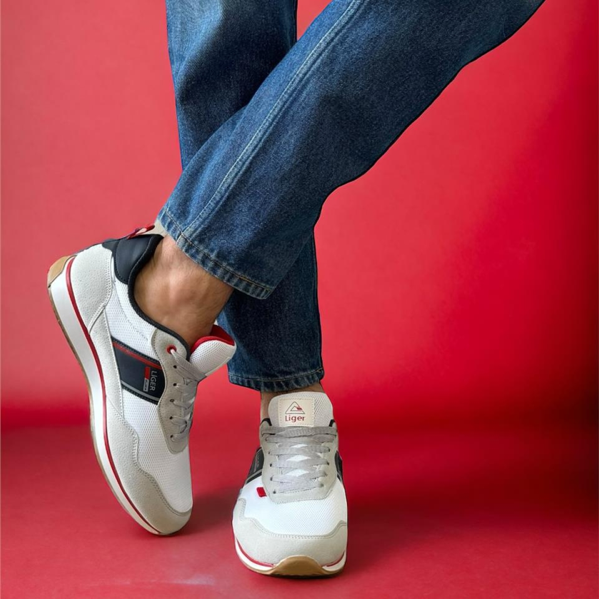 Erkek Günlük Sneaker Spor Ayakkabı BEYAZ - LACİVERT - Görsel 10