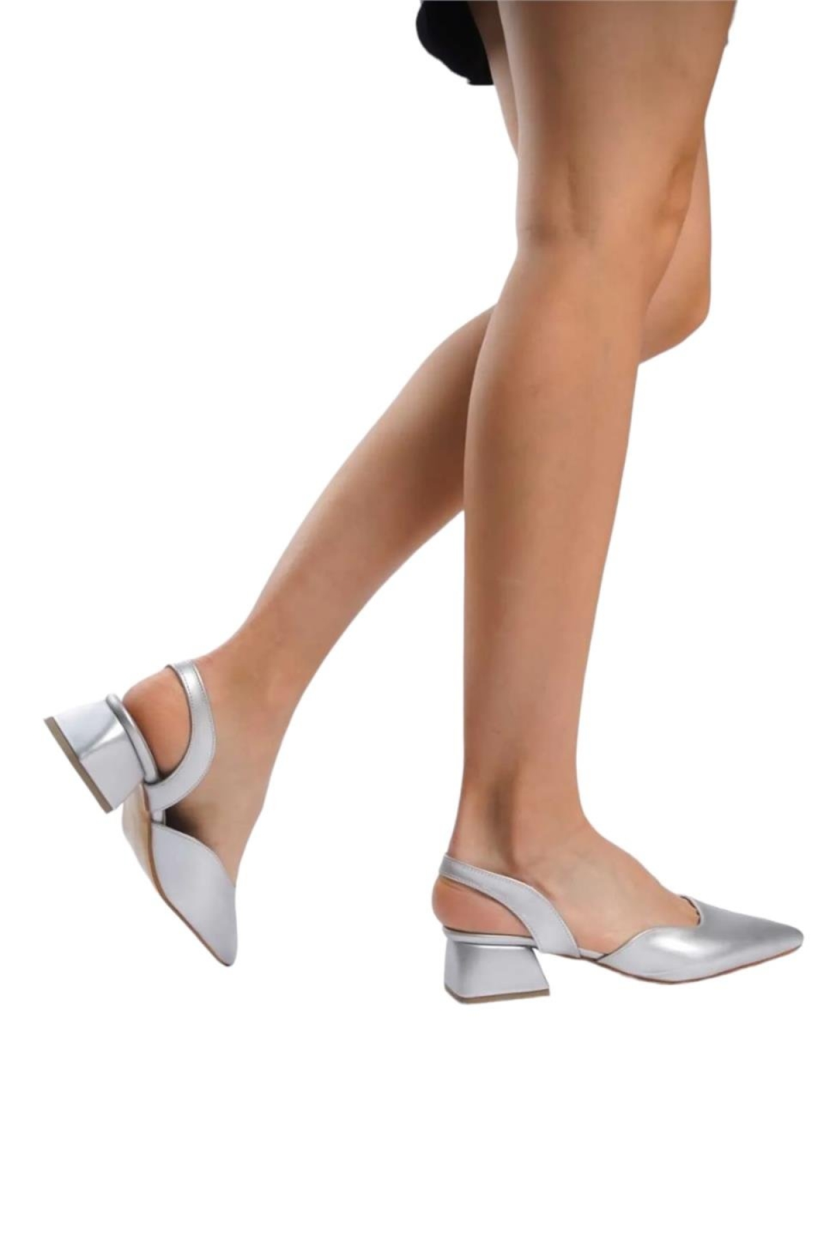 Kadın Kısa Topuklu Ayakkabı 4 cm GÜMÜŞ - Görsel 3