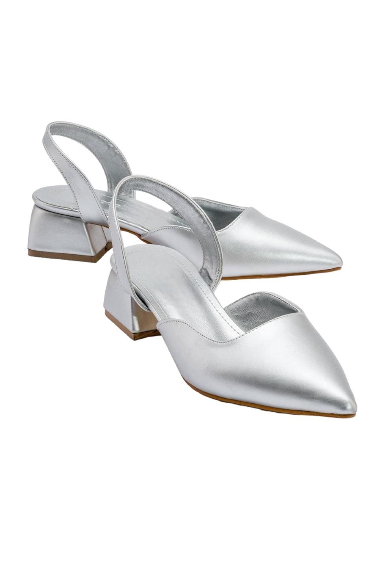 Kadın Kısa Topuklu Ayakkabı 4 cm GÜMÜŞ - Görsel 6