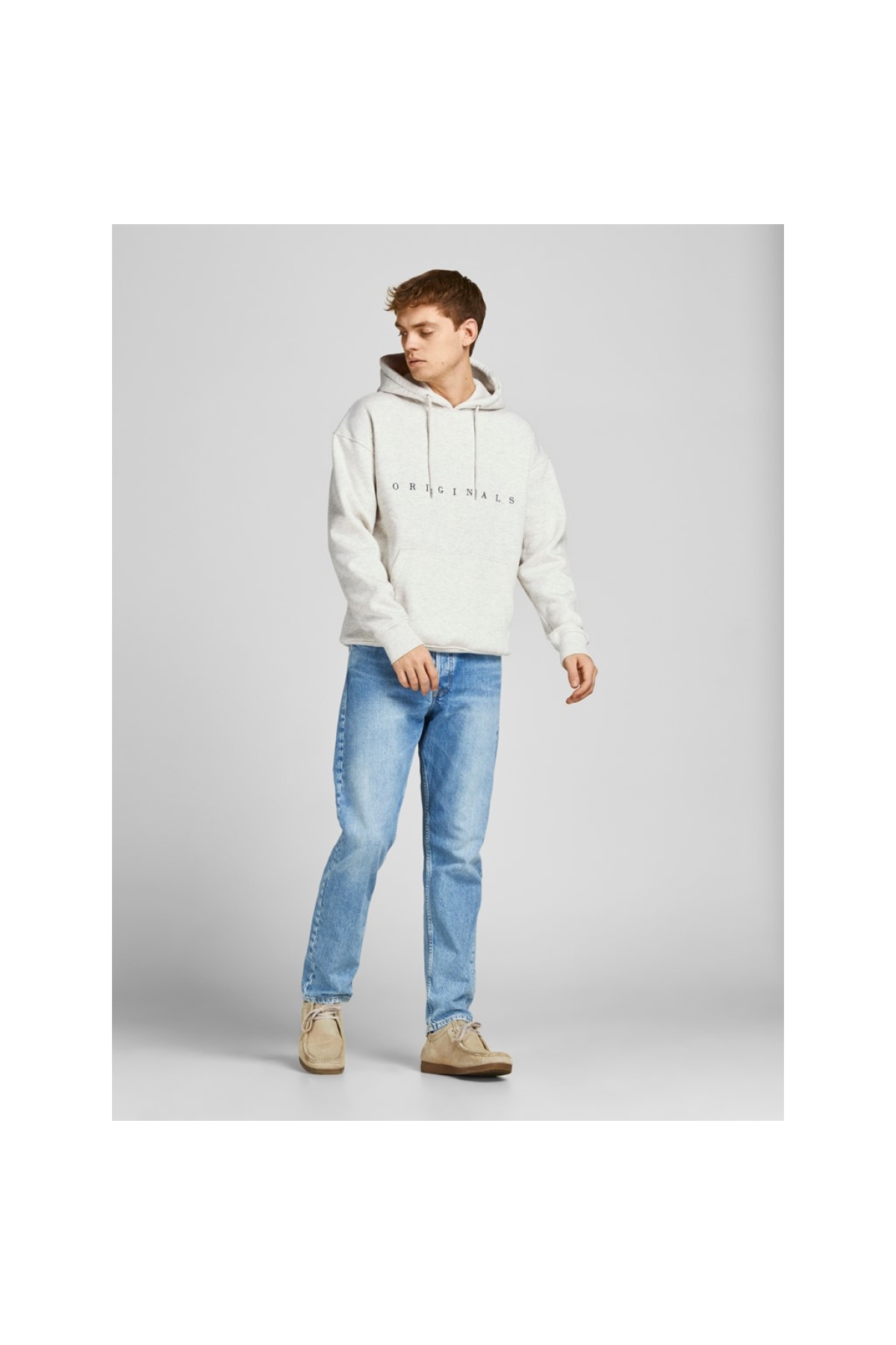 Jack&Jones Kapüşonlu Beyaz Erkek Sweatshirt 12176864