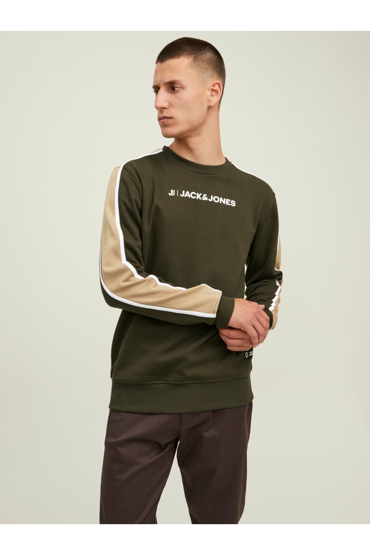 Jack&Jones Yuvarlak Yaka Haki Erkek Sweatshirt 12216318