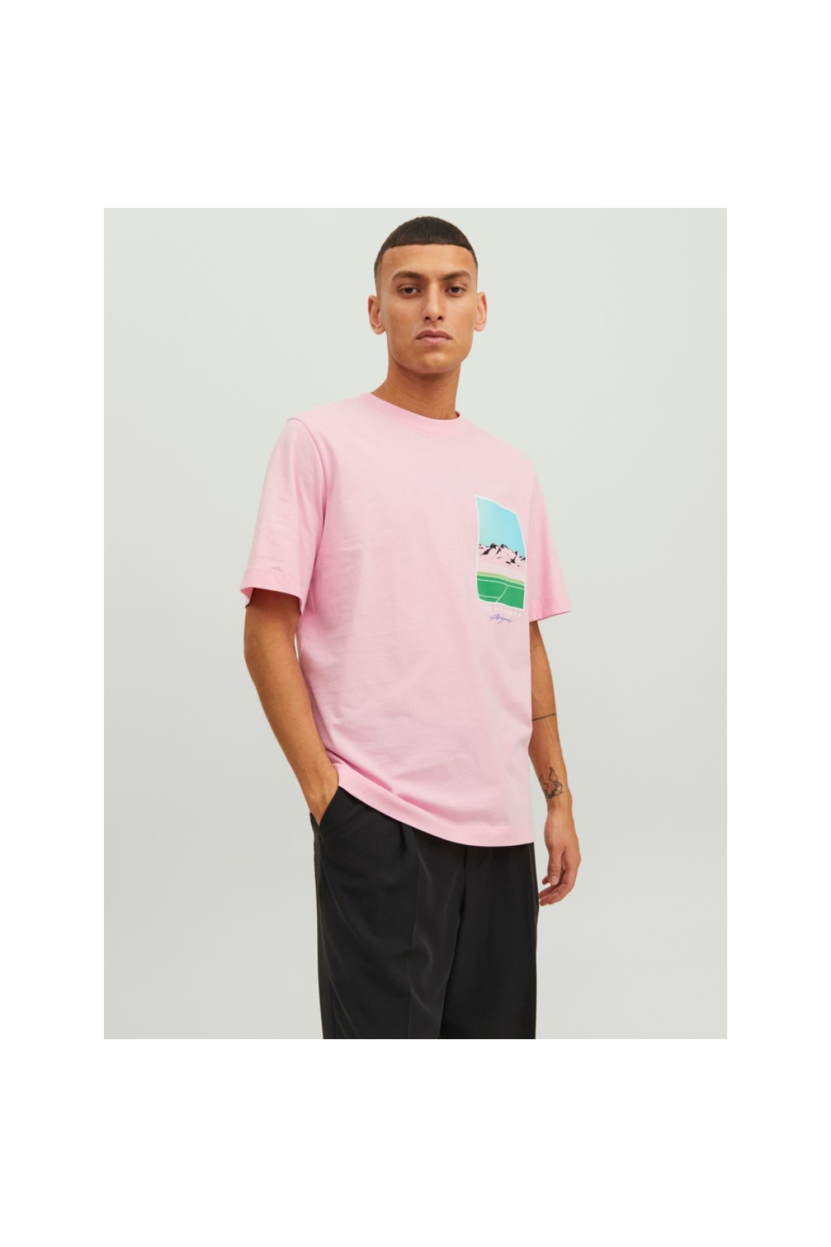 Jack&Jones Sıfır Yaka Pembe Erkek T-Shirt 12235226