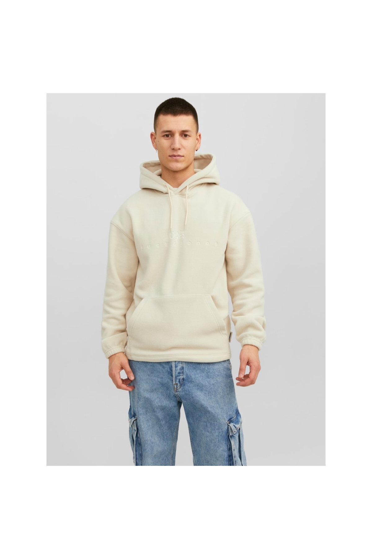 Jack&Jones Kapüşonlu Bej Erkek Sweatshirt 12242470