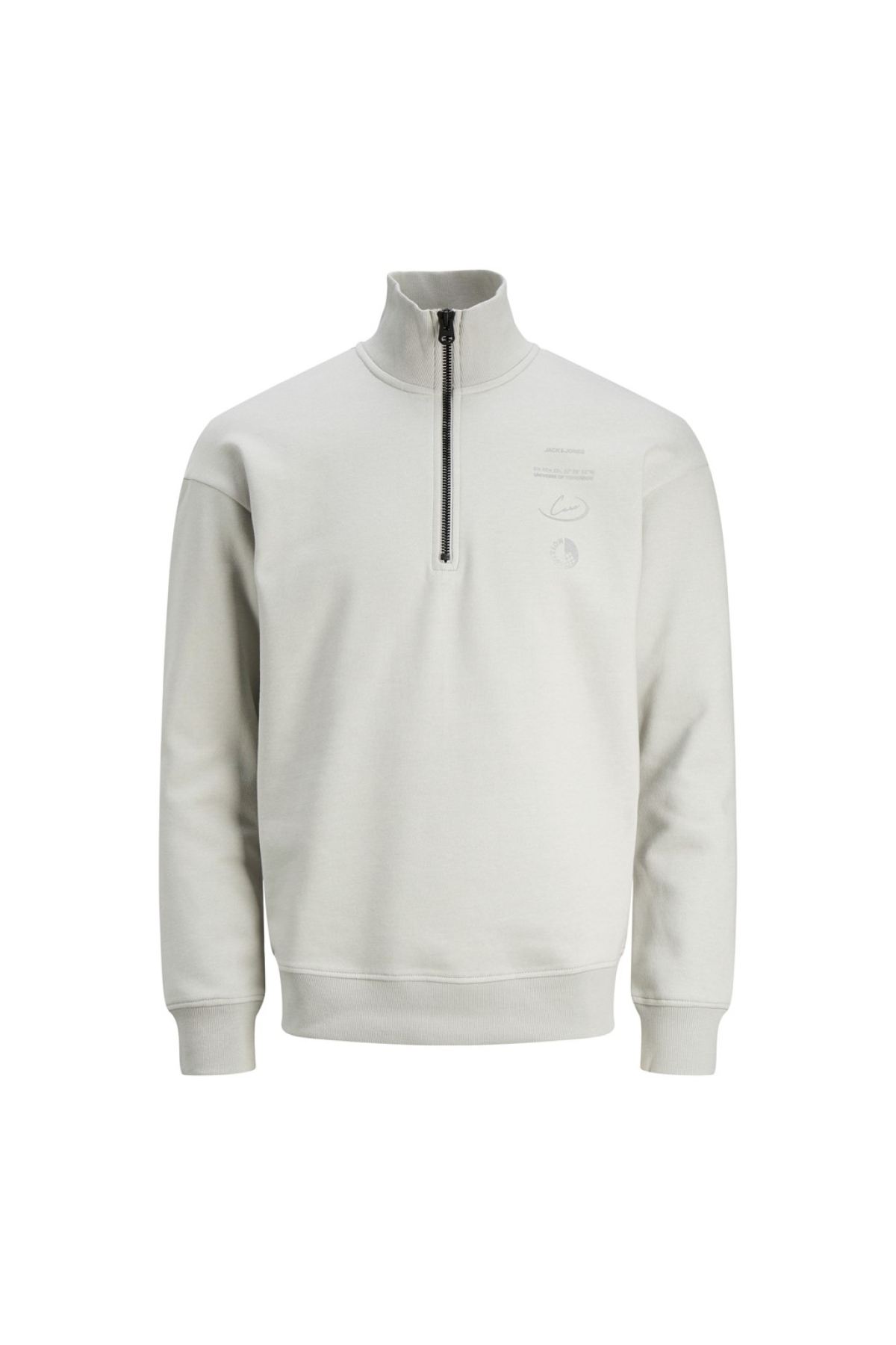 Jack&Jones Dik Yaka Regular Fit Gri Erkek Sweatshirt 12242262