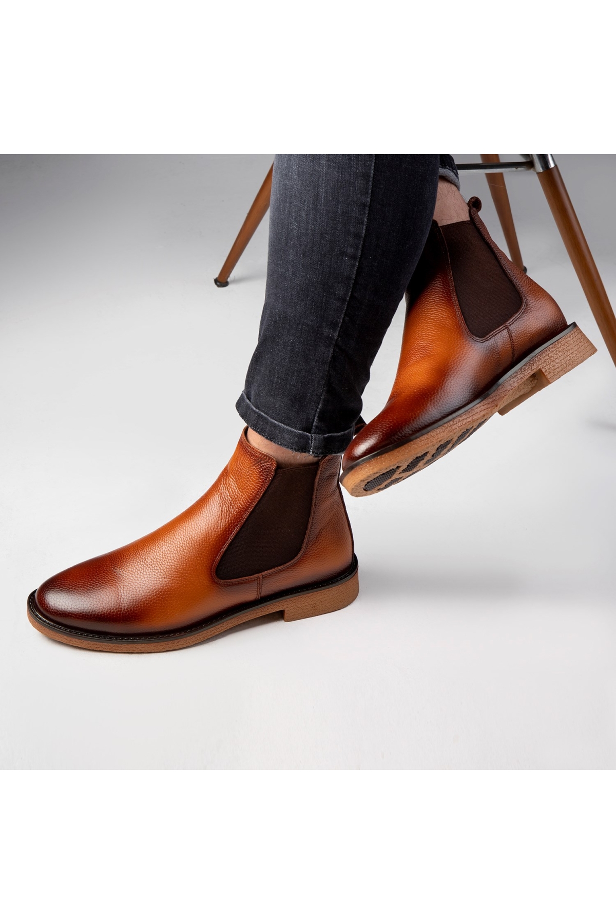 Edinburg Hakiki Deri Kaydırmaz Taban Chelsea Günlük Bot - Görsel 4