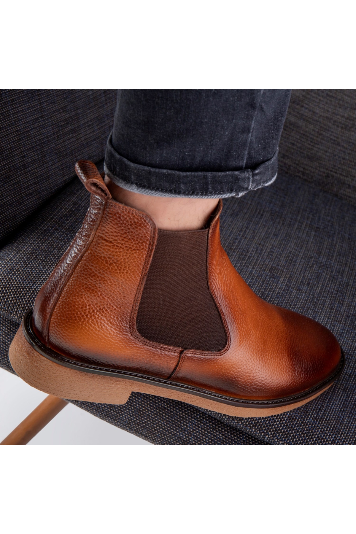 Edinburg Hakiki Deri Kaydırmaz Taban Chelsea Günlük Bot - Görsel 5