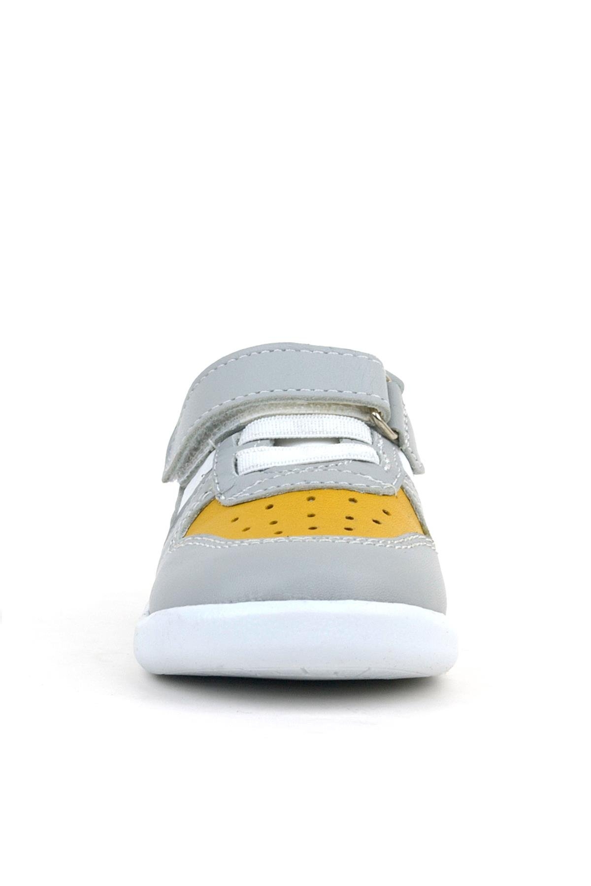 Hakiki Deri Gri Sarı Anatomik Bebek Spor Ayakkabı - Görsel 4