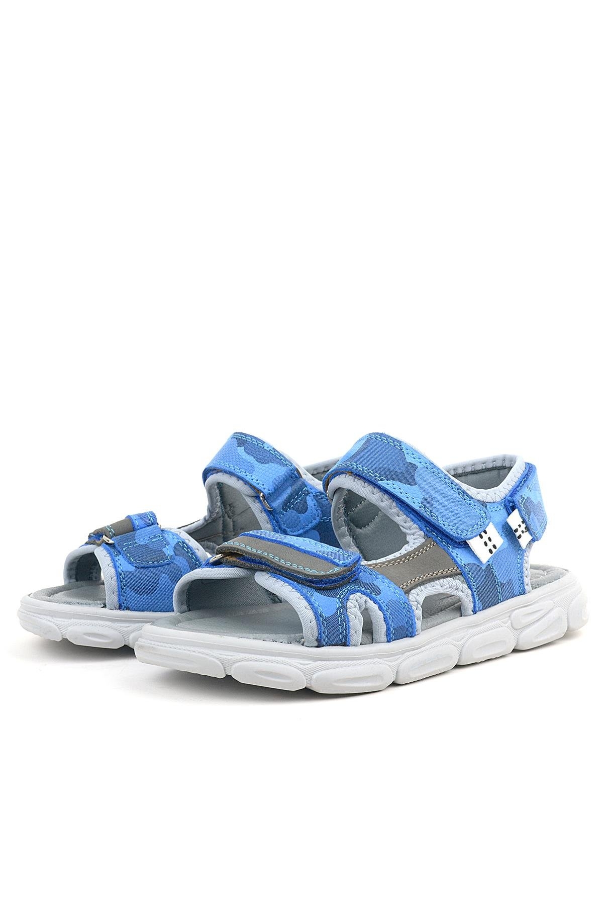Wisps Hakiki Deri Saks Mavi Çocuk Sandalet Ayakkabı - Görsel 5
