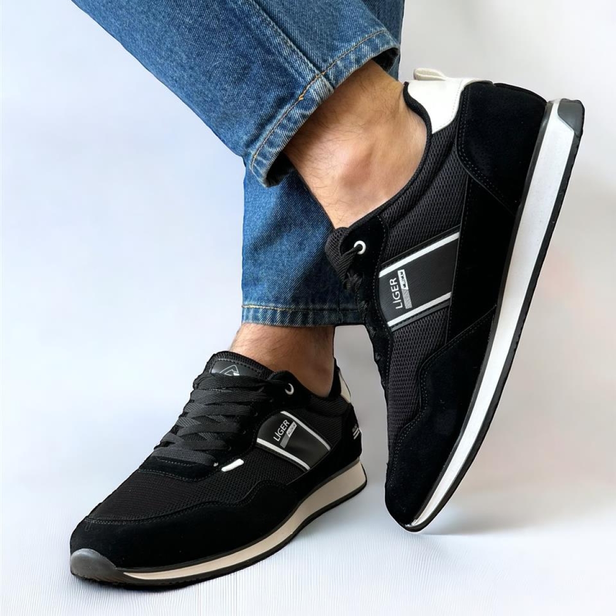 Erkek Günlük Sneaker Spor Ayakkabı SİYAH - BEYAZ - Görsel 9