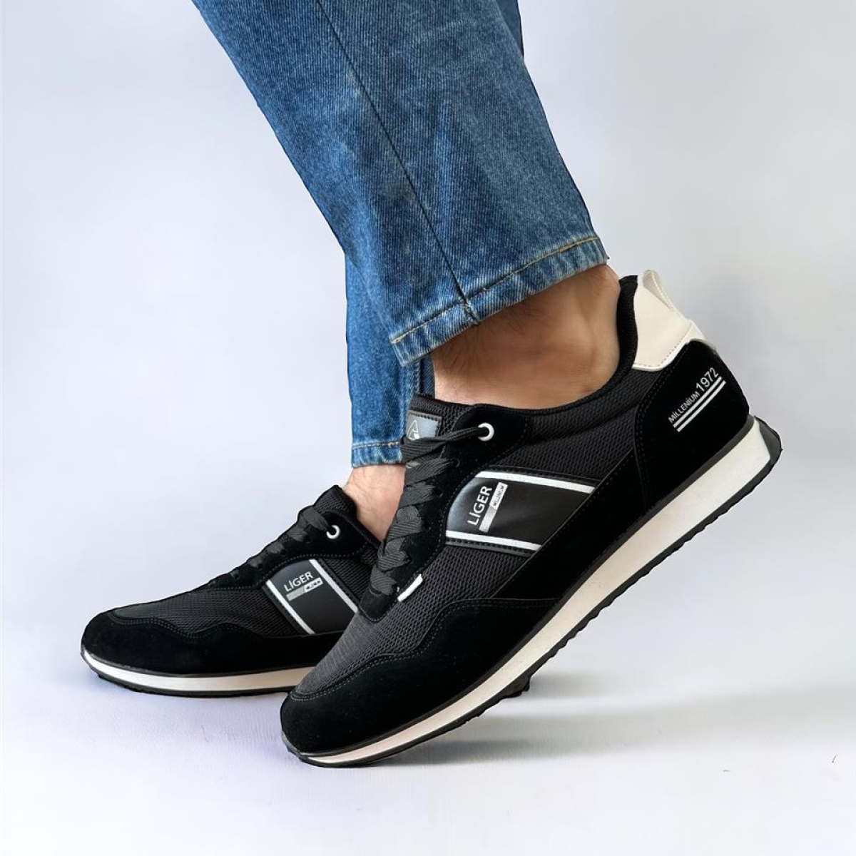 Erkek Günlük Sneaker Spor Ayakkabı SİYAH - BEYAZ - Görsel 10