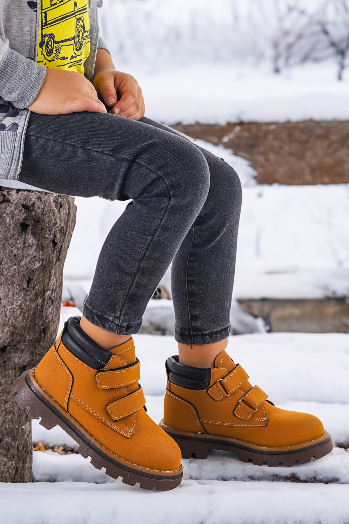 Cırtlı Erkek Çocuk Bot Ayakkabı Arz 3340 Taba - Siyah - Görsel 4