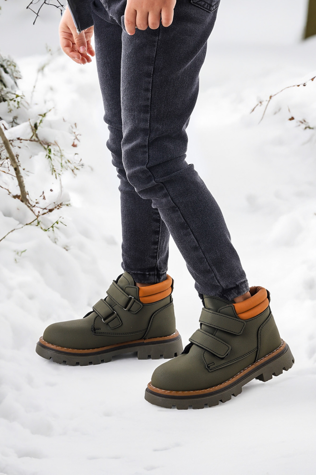 Cırtlı Erkek Çocuk Bot Ayakkabı Arz 3340 Haki - Sarı - Görsel 3