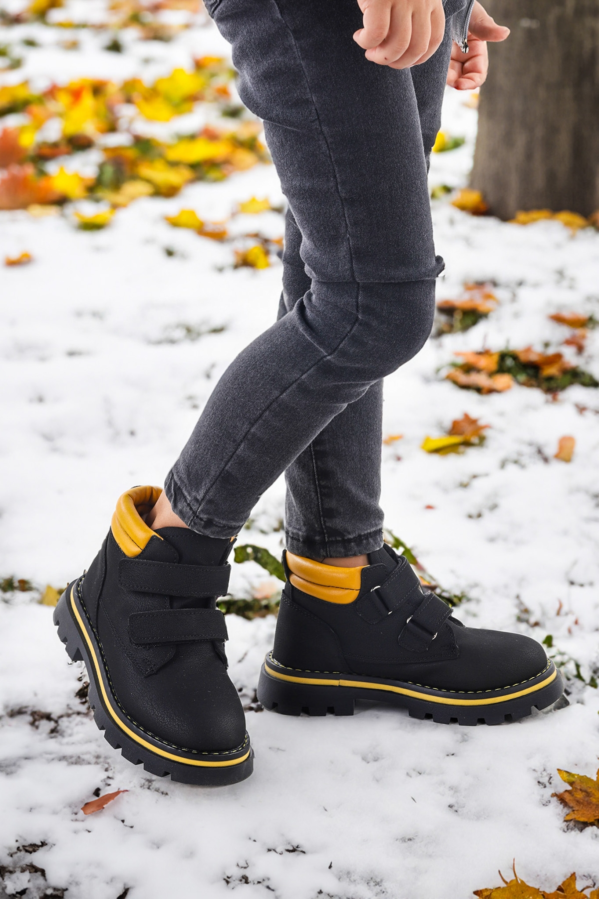 Cırtlı Erkek Çocuk Bot Ayakkabı Arz 3340 Siyah - Sarı - Görsel 2