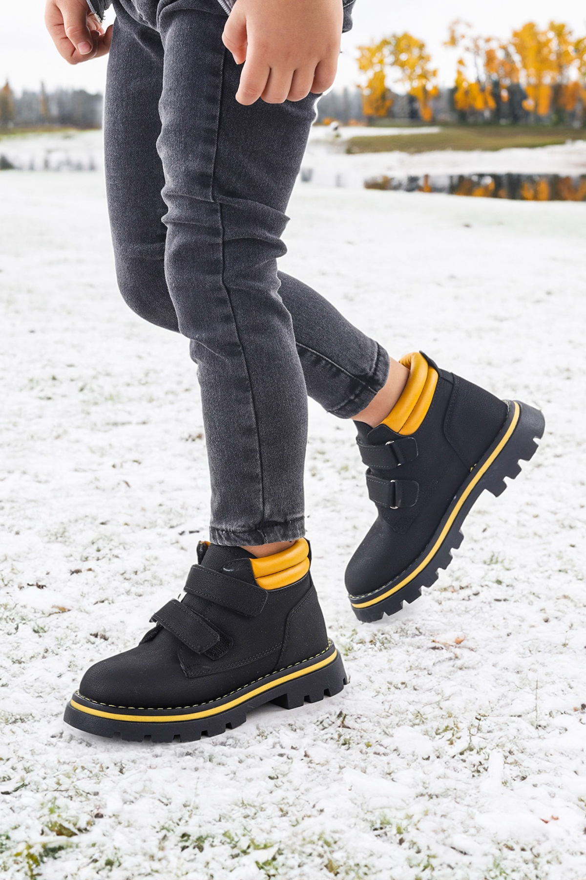 Cırtlı Erkek Çocuk Bot Ayakkabı Arz 3340 Siyah - Sarı - Görsel 3