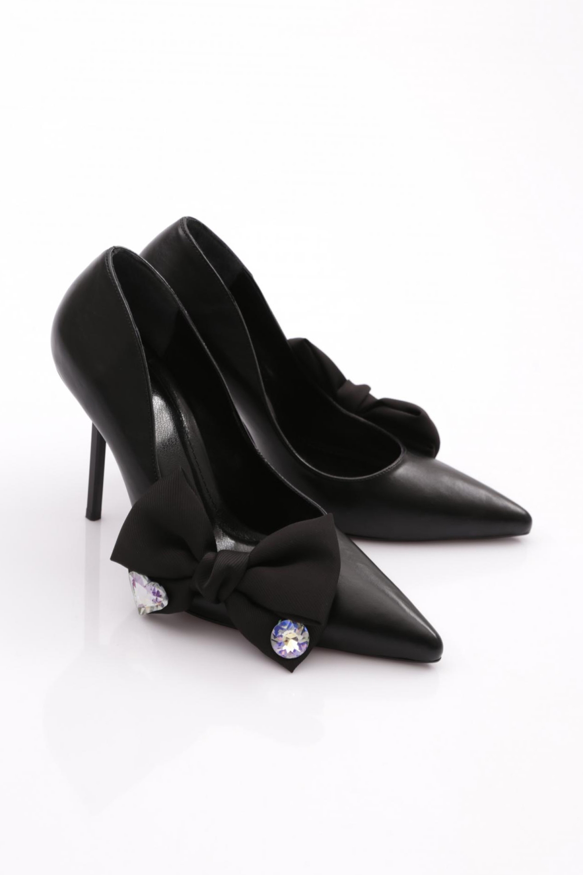 4545 Kadin Yani Kurdelali Topuklu Ayakkabi - Görsel 3