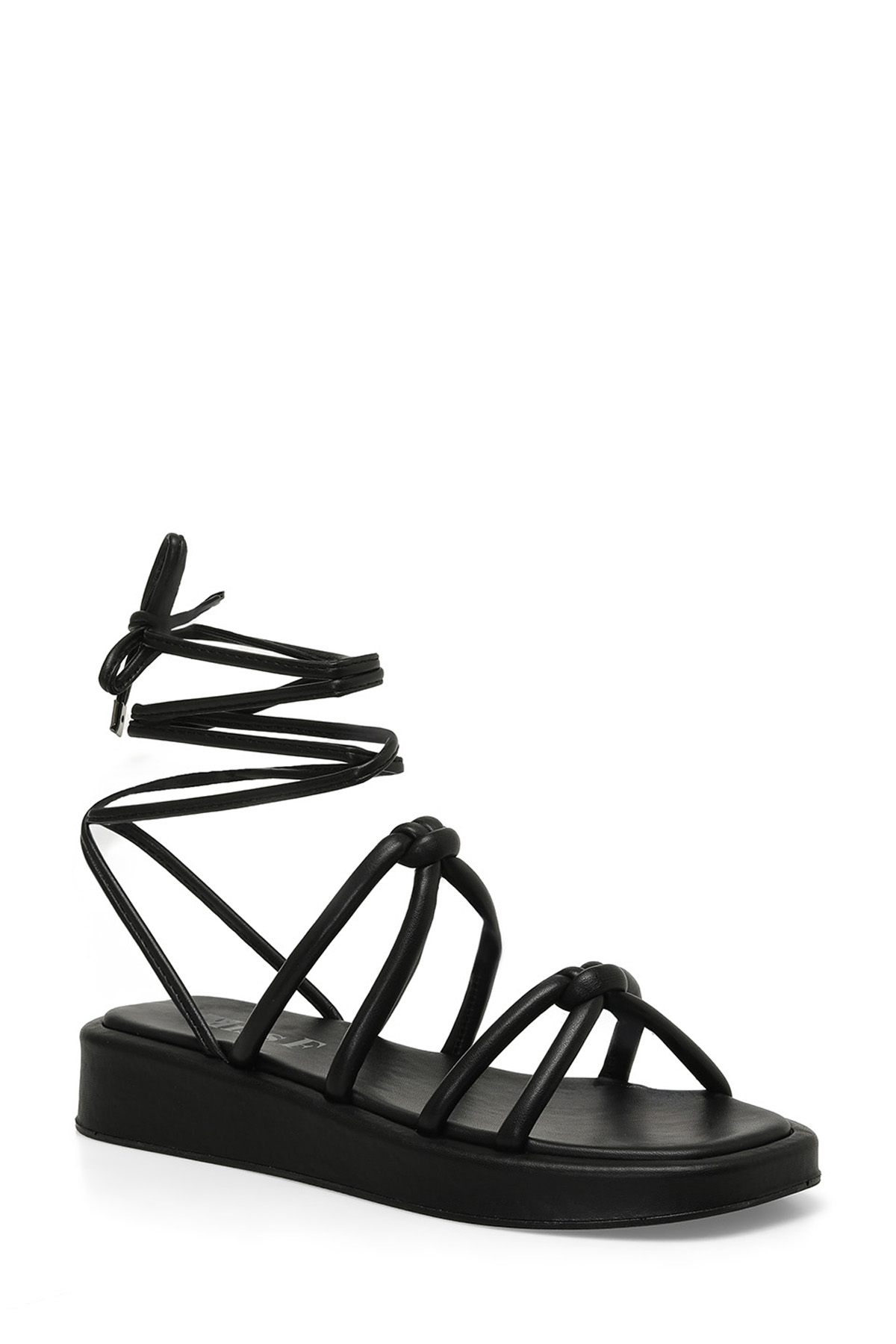 DS24021 4FX Siyah Kadın Düz Sandalet - Görsel 3