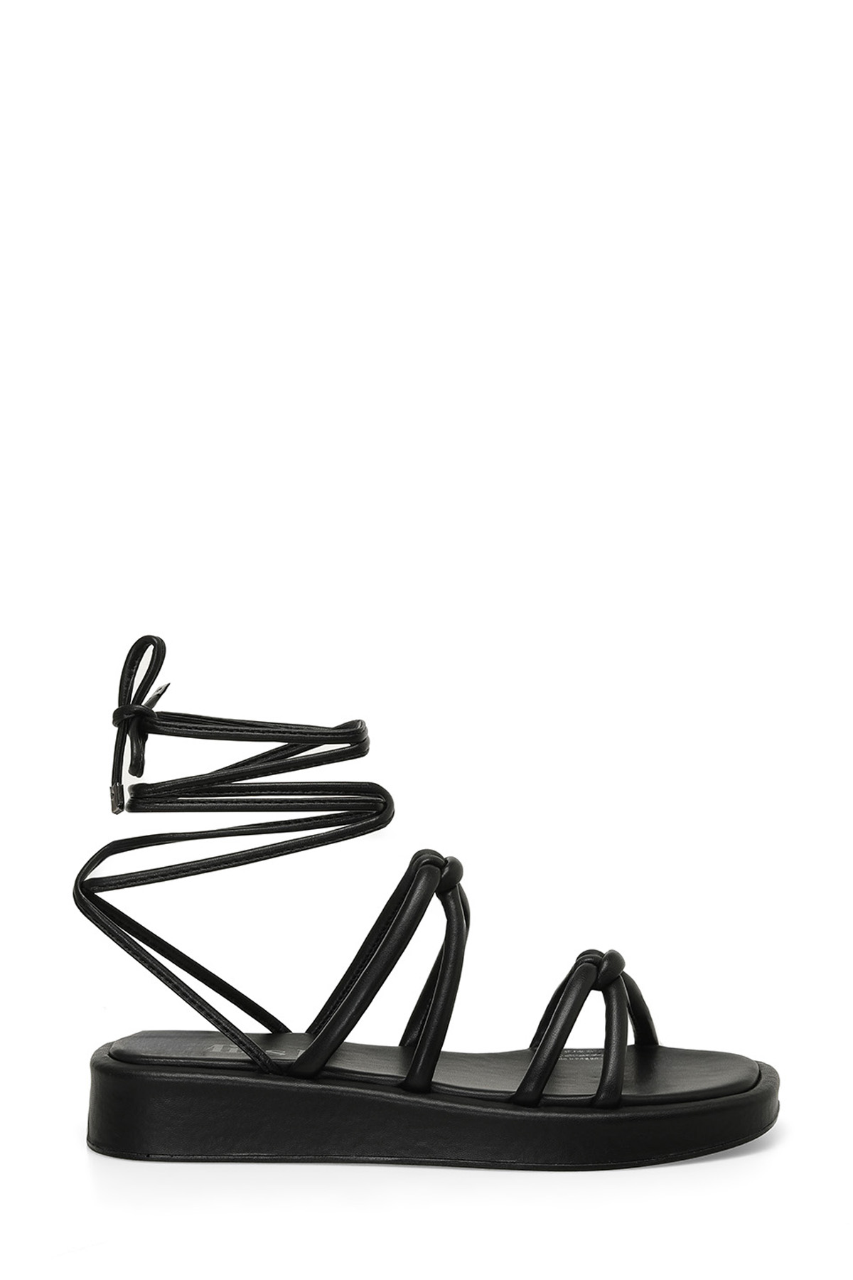 DS24021 4FX Siyah Kadın Düz Sandalet - Görsel 2
