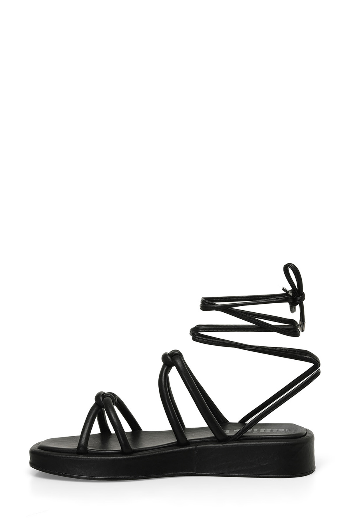 DS24021 4FX Siyah Kadın Düz Sandalet - Görsel 4