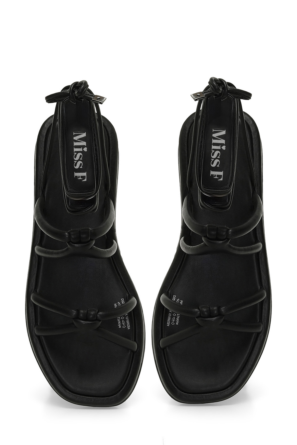 DS24021 4FX Siyah Kadın Düz Sandalet - Görsel 5