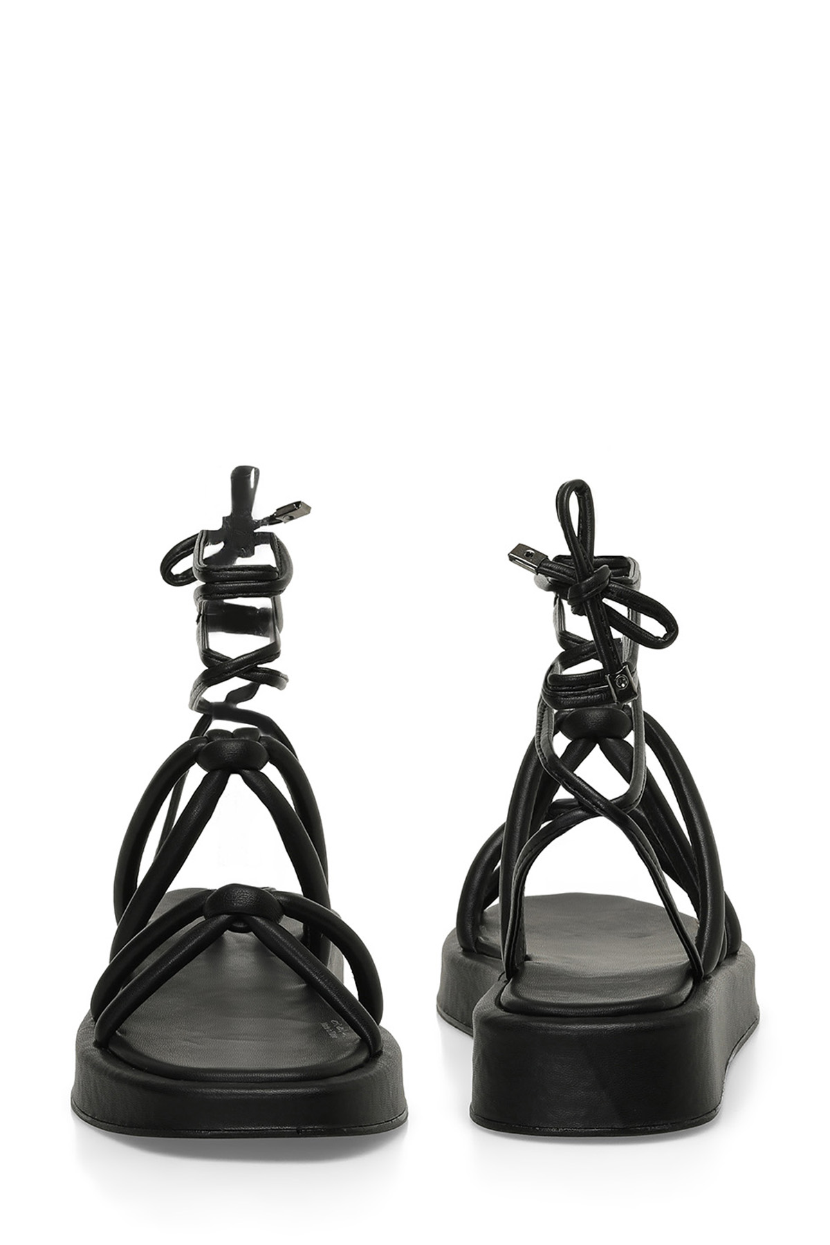 DS24021 4FX Siyah Kadın Düz Sandalet - Görsel 6
