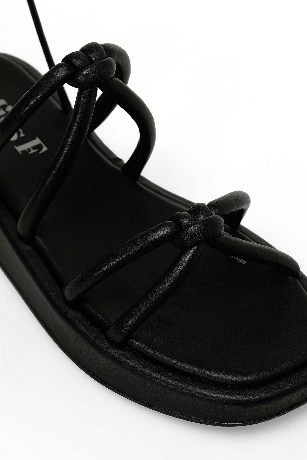 DS24021 4FX Siyah Kadın Düz Sandalet - Görsel 8