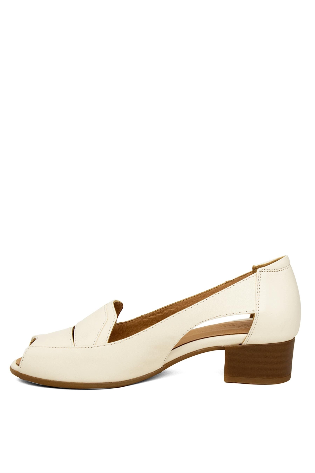 BY01.8402 Kadın Deri Klasik Topuklu Ayakkabı Bej - Görsel 4