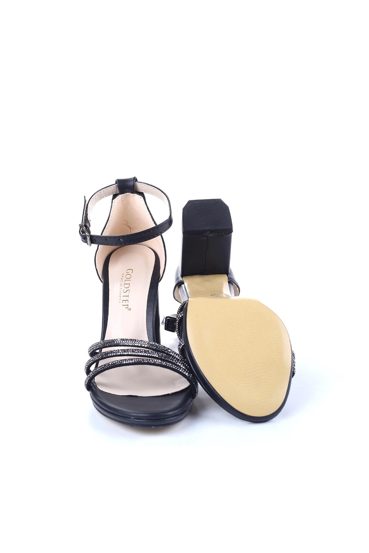 Gold Step Taşlı 8,5 cm Topuklu Platform Abiye Kadın Ayakkabı - Görsel 6