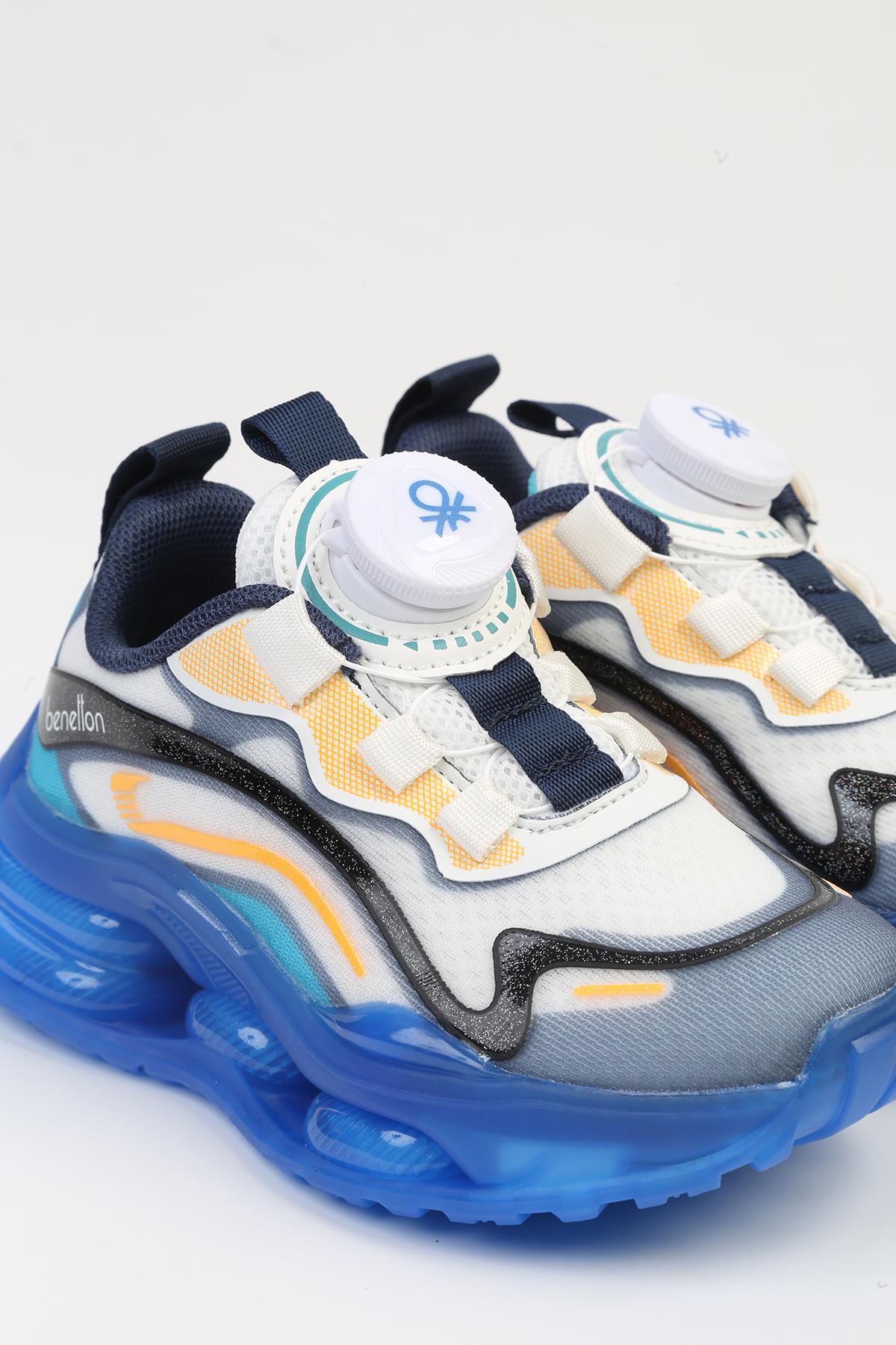 ® İTHAL Beyaz Mavi Çocuk Bağcık Mekanizmalı Spor Ayakkabı BNI-10017 - Görsel 3