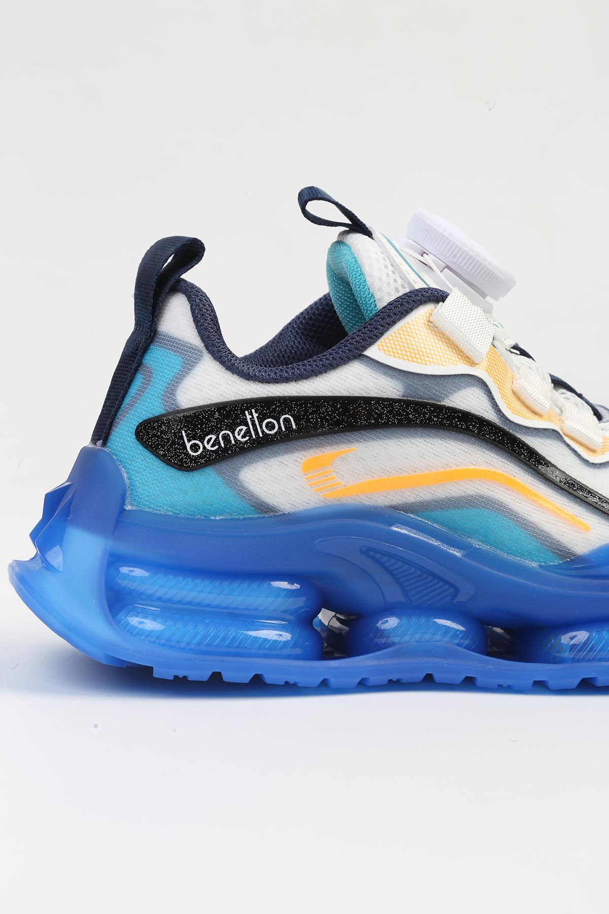 ® İTHAL Beyaz Mavi Çocuk Bağcık Mekanizmalı Spor Ayakkabı BNI-10017 - Görsel 5
