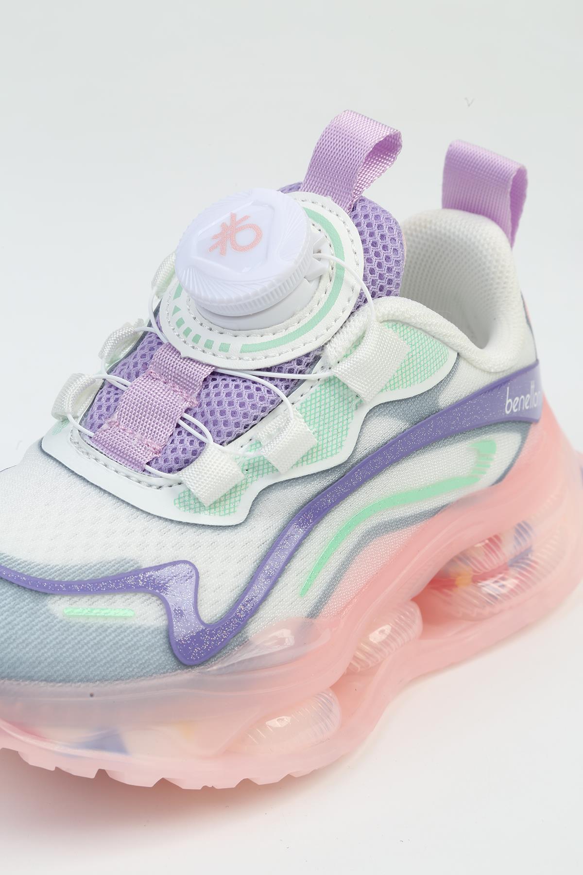 ® İTHAL Beyaz Pudra Çocuk Bağcık Mekanizmalı Spor Ayakkabı BNI-10017 - Görsel 3