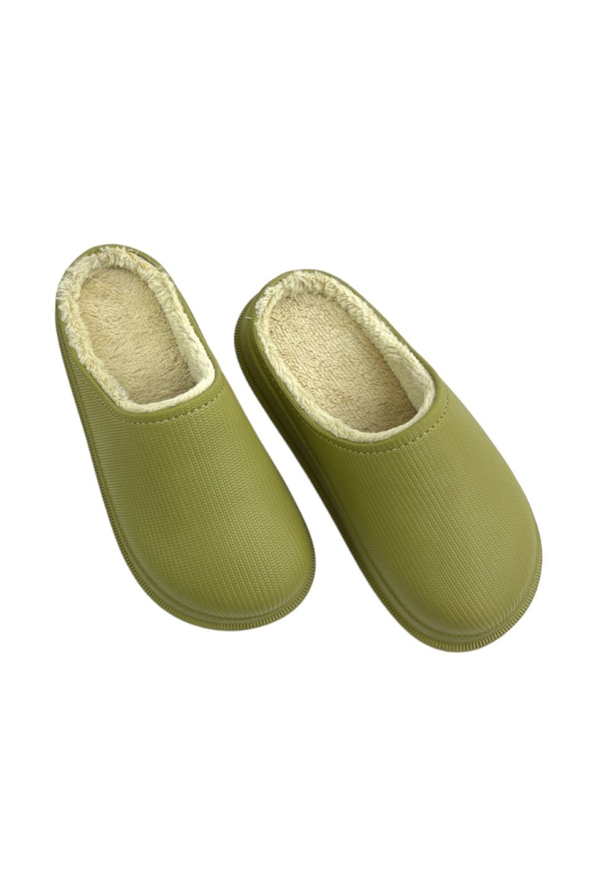 Mat Faylon Taban Içi Kürklü Ev Terliği Yeşil - Görsel 4