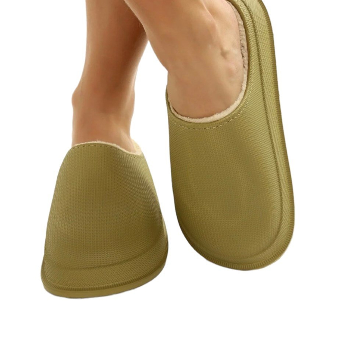 Mat Faylon Taban Içi Kürklü Ev Terliği Yeşil - Görsel 6