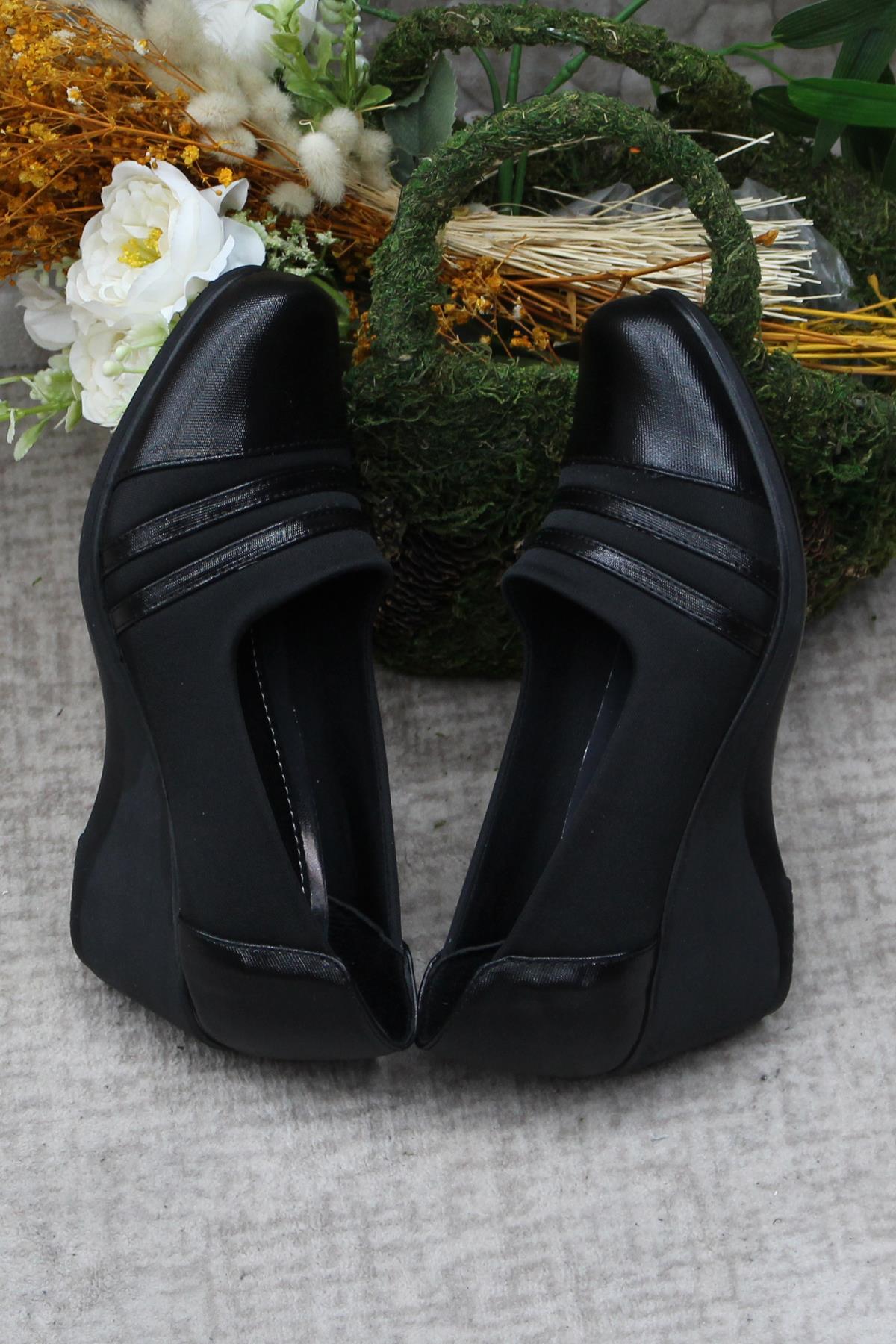 Nfx 42014 Siyah Hafif Rahat Dolgu Taban Şık Kadın Günlük Ayakkabı - Görsel 7