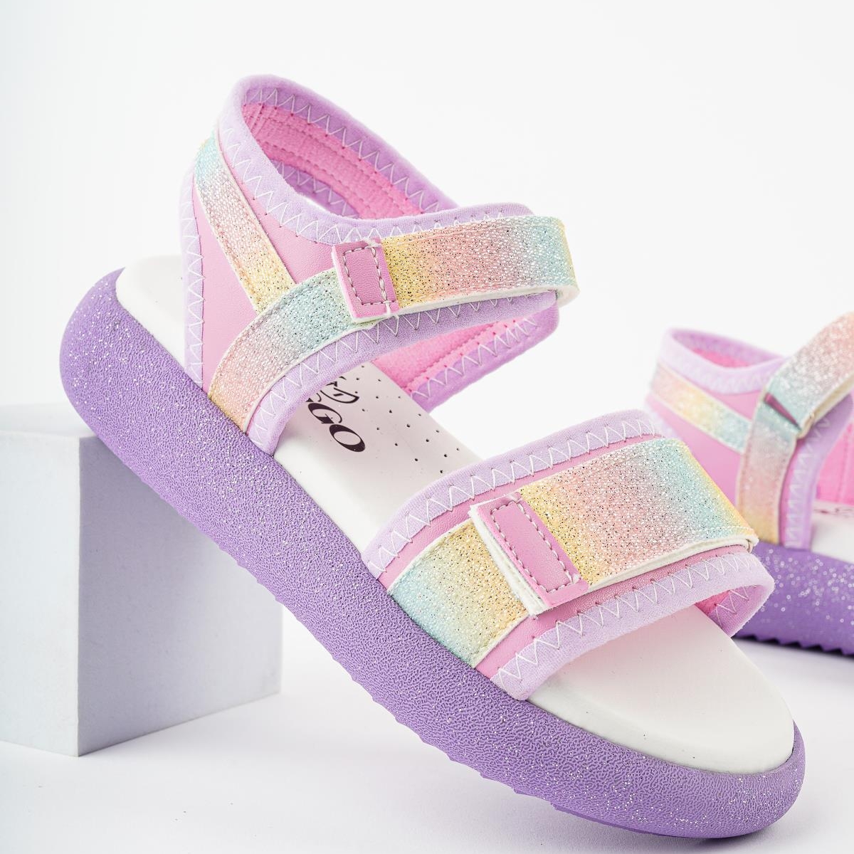 CRUZ Garantili Günlük Ortopedik Hafif Taban Simli ve Cırtlı Kız Çocuk Sandalet - Görsel 5