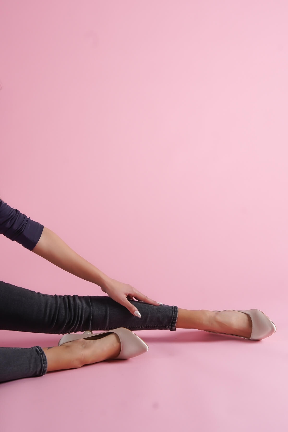 Vest Bej Saten Günlük Kullanım Stiletto - Görsel 4