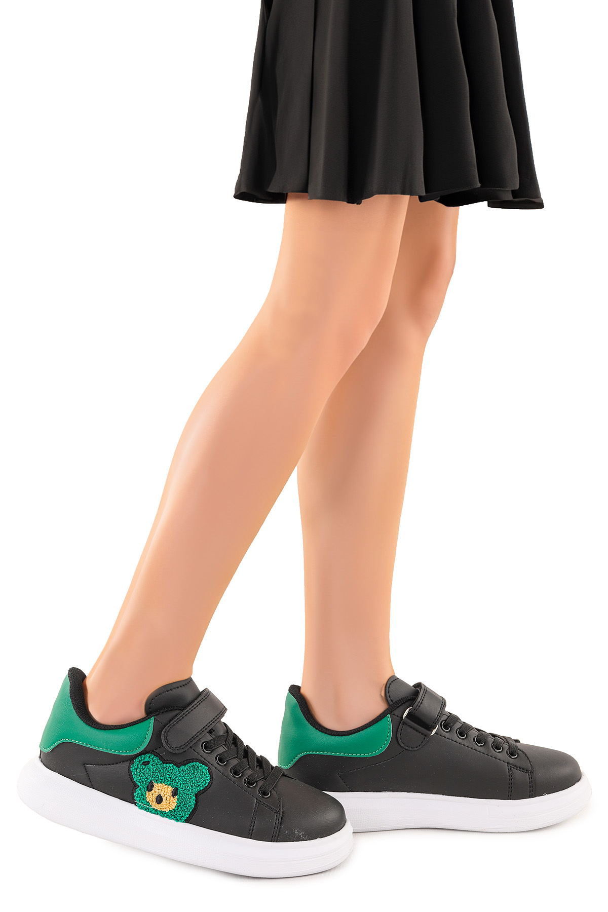 Artela Cırtlı Kız Çocuk Günlük Spor Ayakkabı Siyah - Yeşil - Görsel 2