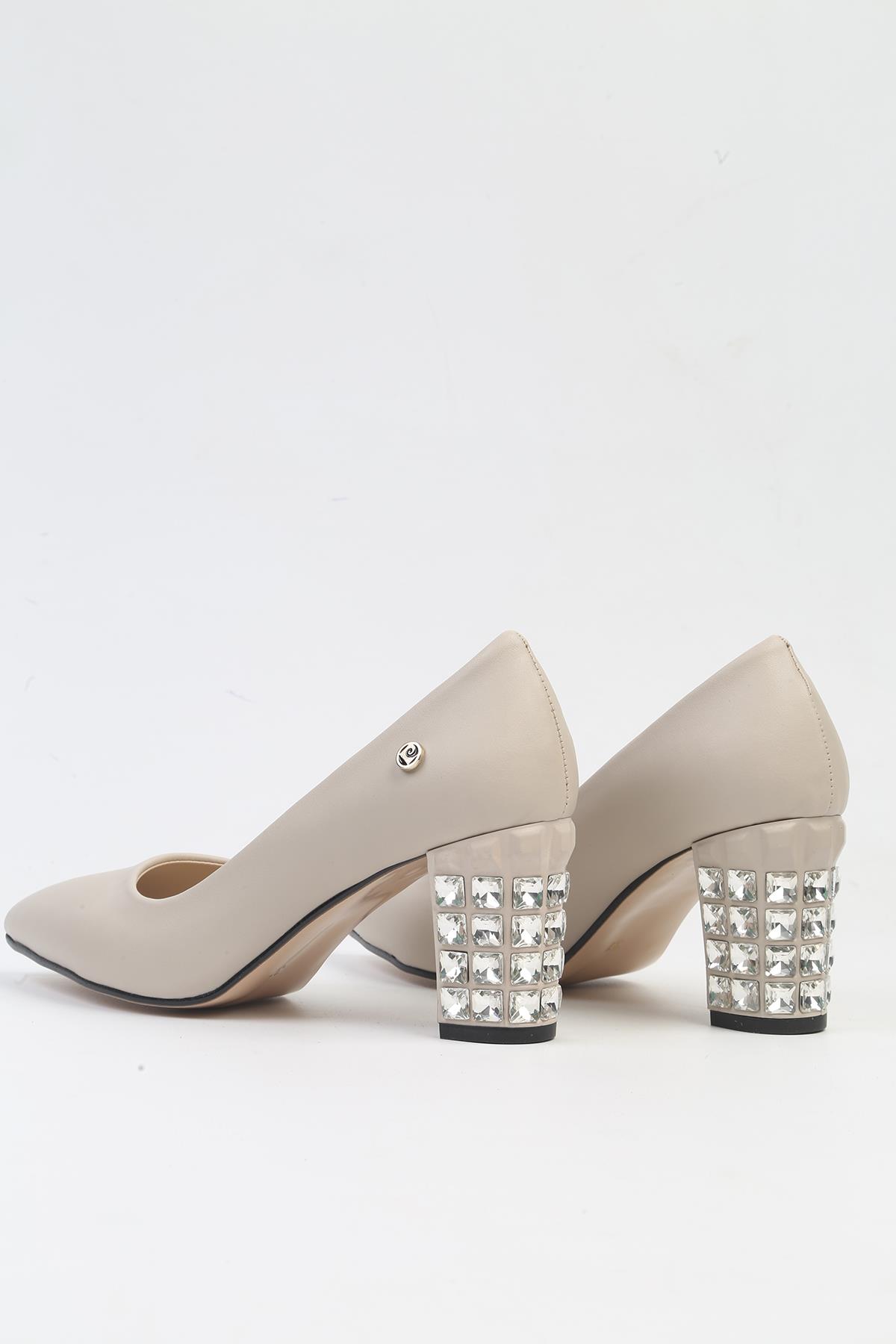 ® | PC-51201 - 3478 Bej Cilt - Kadın Topuklu Ayakkabı - Görsel 4