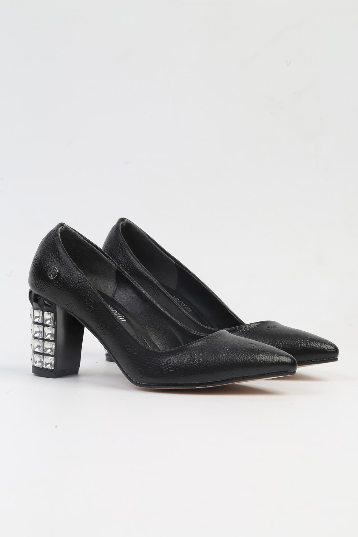 ® | PC-51201 - 3478 Siyah Desen - Kadın Topuklu Ayakkabı - Görsel 3