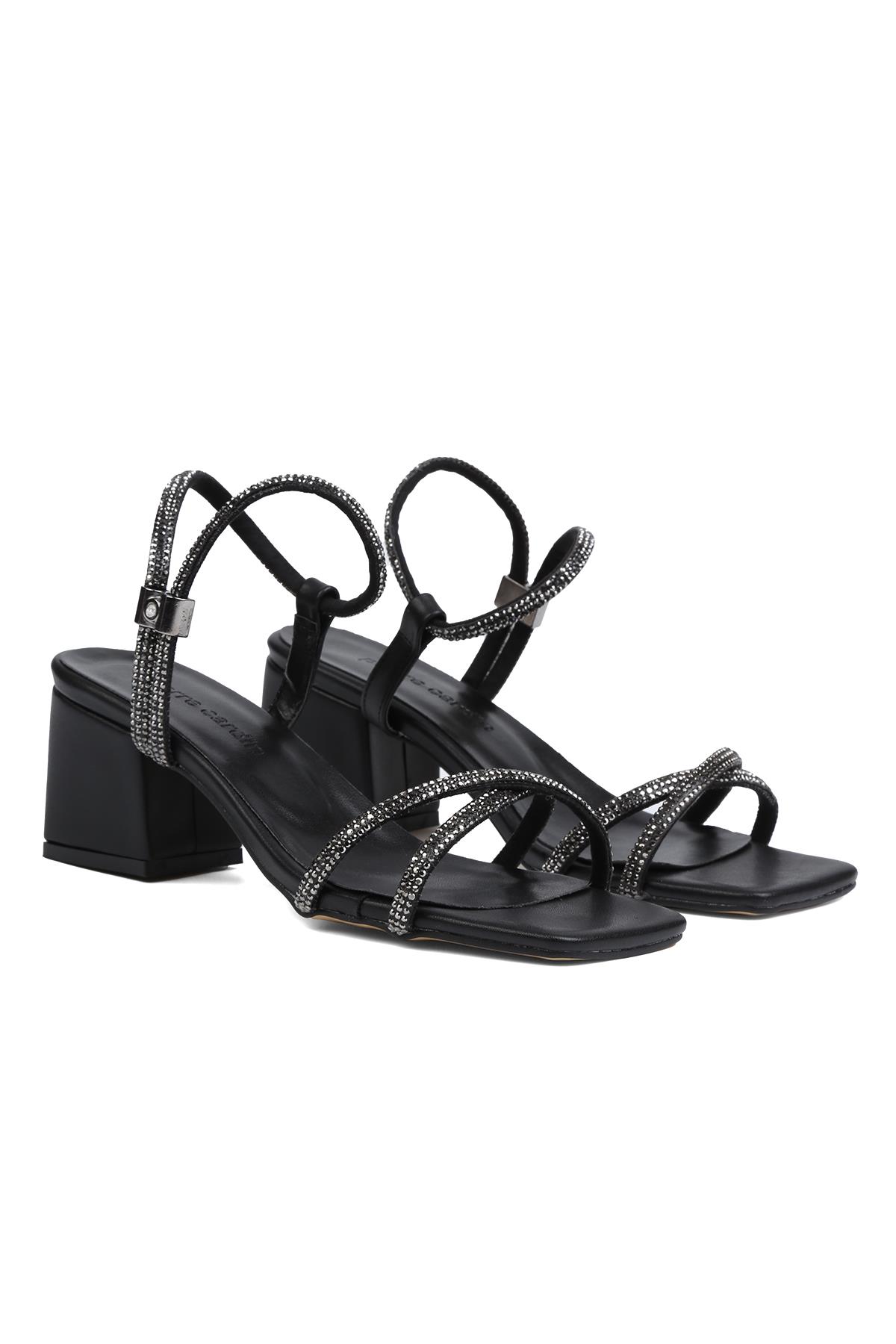 ® | PC-52286-Siyah Taşlı Kadın Topuklu Ayakkabı - Görsel 3