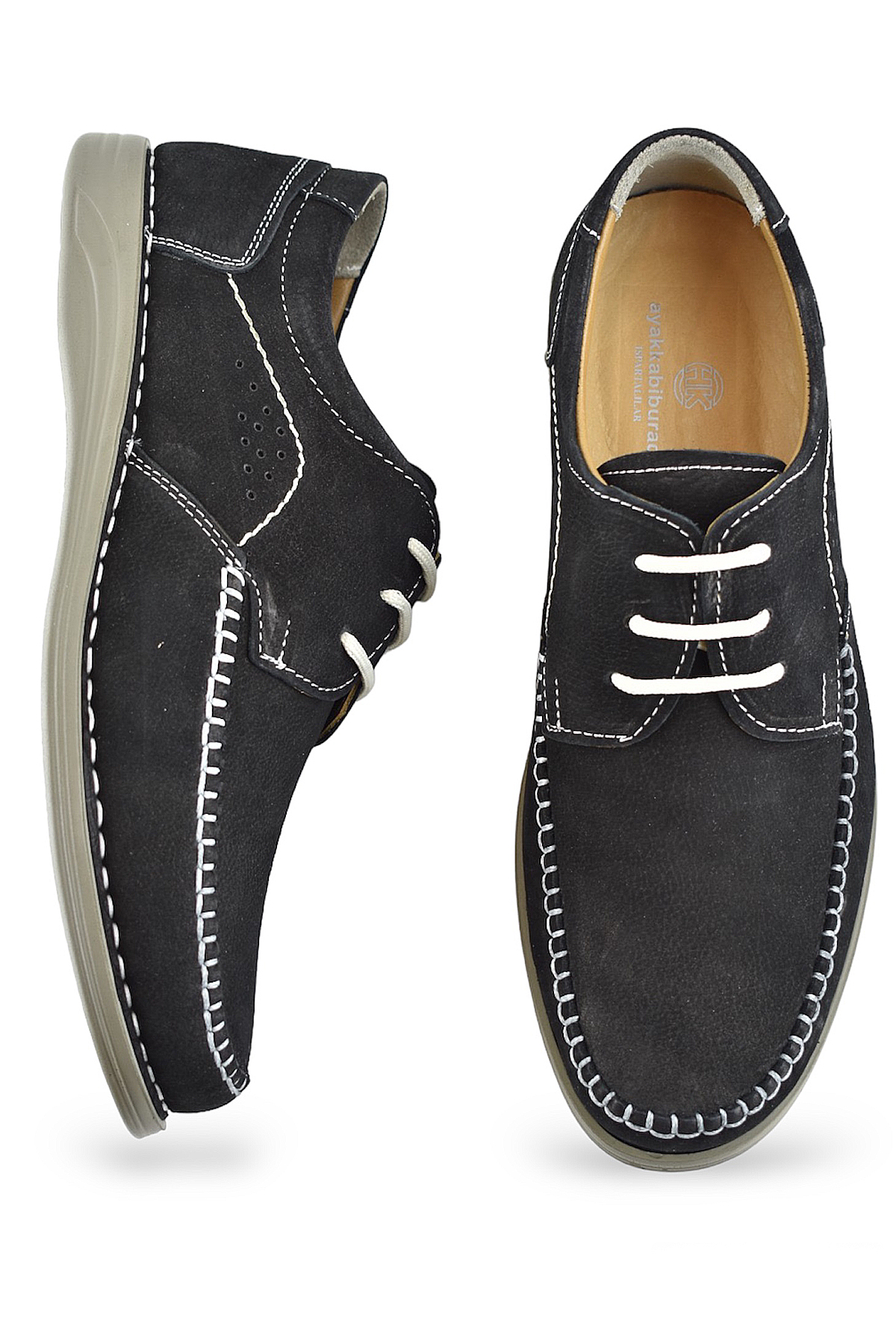 R01 Tam Ortopedik Taban Hakiki Deri Nubuk Erkek Ayakkabı Günlük Erkek Ayakkabı - Görsel 6